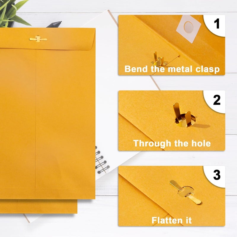Goefun 6x9 Clasp Envelopes - 20 Pack, Brown Yellow Manila Envelopes 6x9, 100GSM Heavy Kraft Paper, for Mailing - Image 5